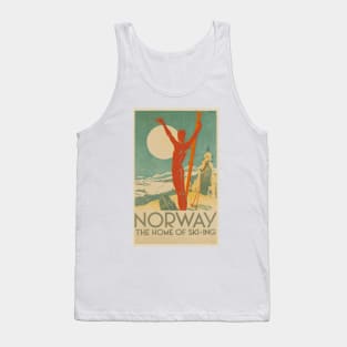 Norway, the Home of Ski-ing - Vintage Travel Poster Design Tank Top